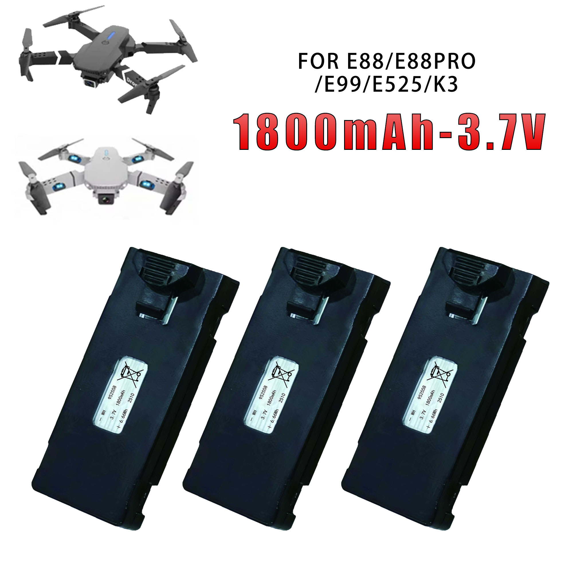 E88 3.7V 1800mAh Baterai Unive - Eachine Drone E58 ulasan dan harga